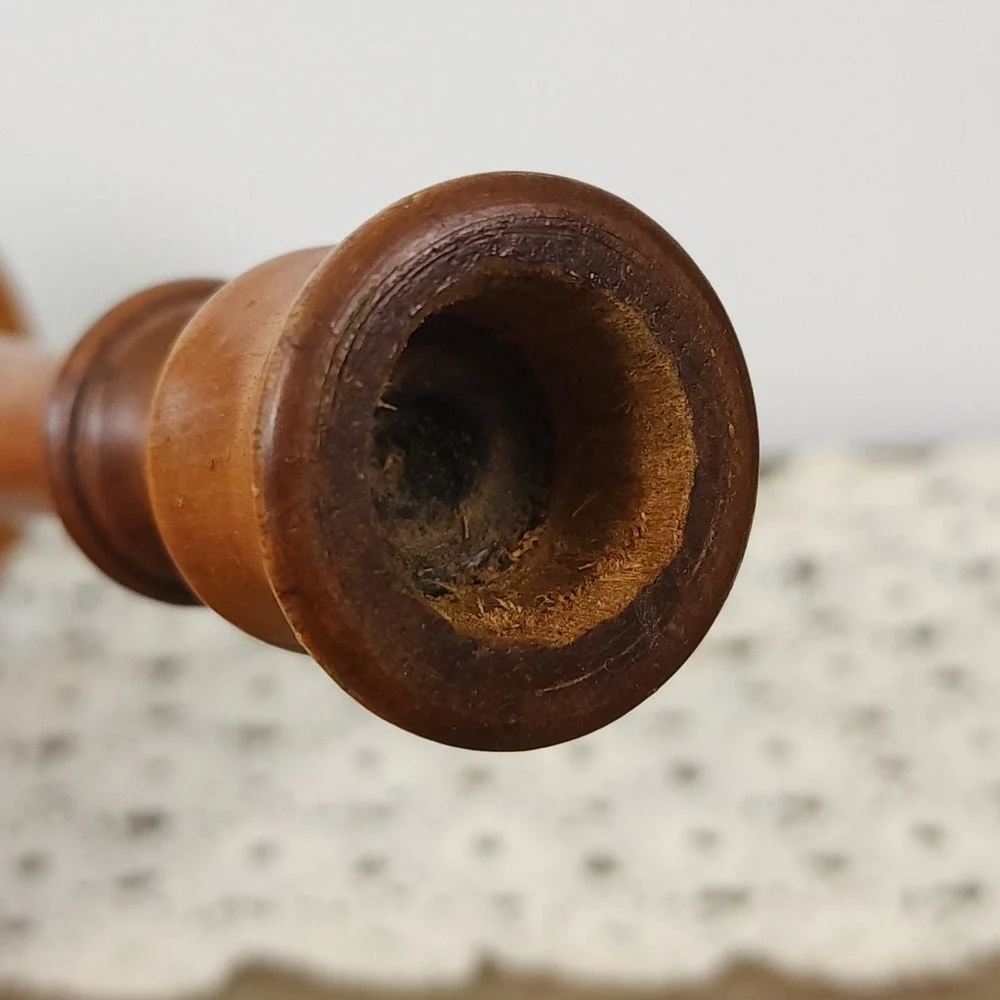 Vintage Turned Wood Candlestick‎ Holder